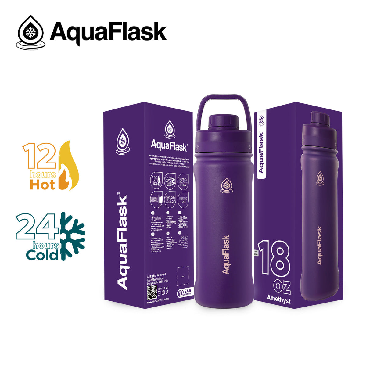 AquaFlask Original Vacuum Insulated Water Bottles 530ml (18oz)