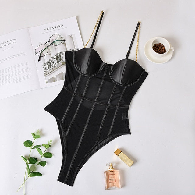 Chain Strap Party Bodysuit