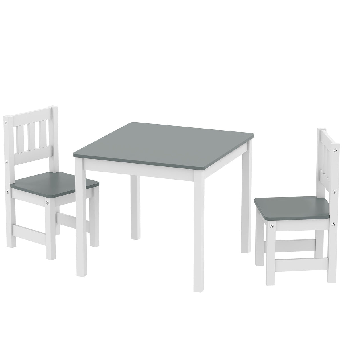 Kids Table and Chairs Set, Toddler Table and 2 Chair Set for Activity, Art, Craft, Reading, Learning, Grey