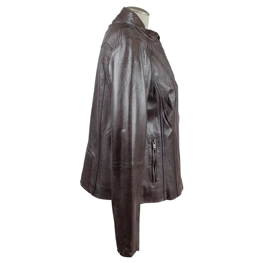 BOL Women's Basket Weave Accent Leather Jacket
