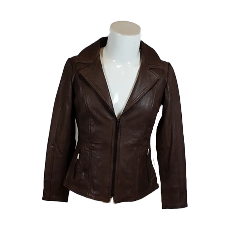 BOL Women's Classic Open Collar Leather Jacket
