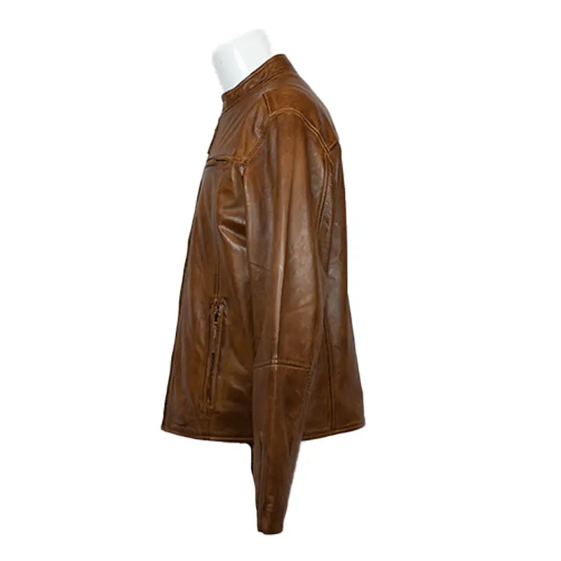BOL Men's Snap Collar Lamb Leather Jacket