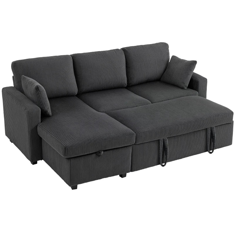 Leo 81" Sleeper Sectional with Storage Chaise-Dark Grey