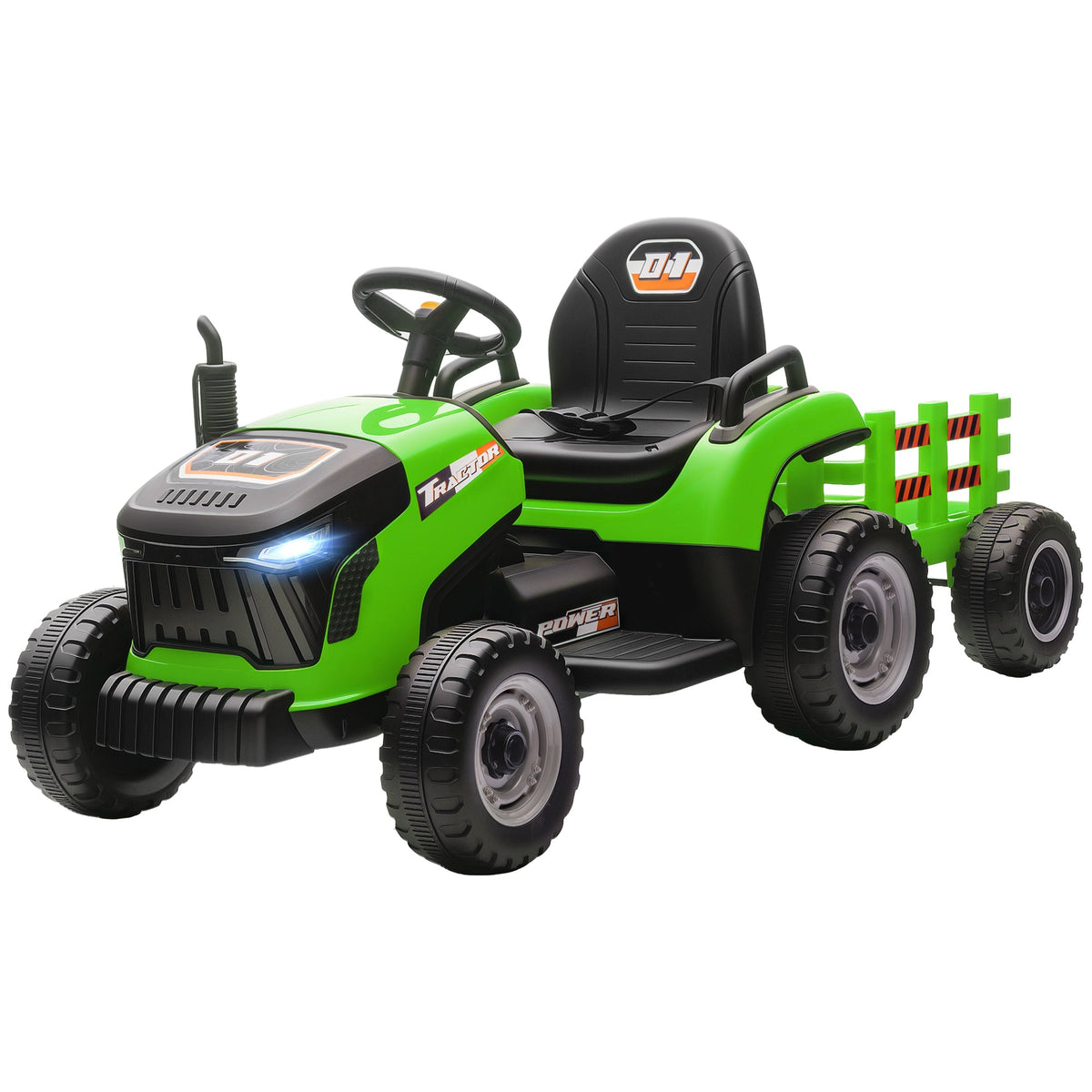 12V Kids Ride On Tractor with Trailor, Remote Control, Music, Lights, Shifter, for Kids Ages 3-8 Years, Blue