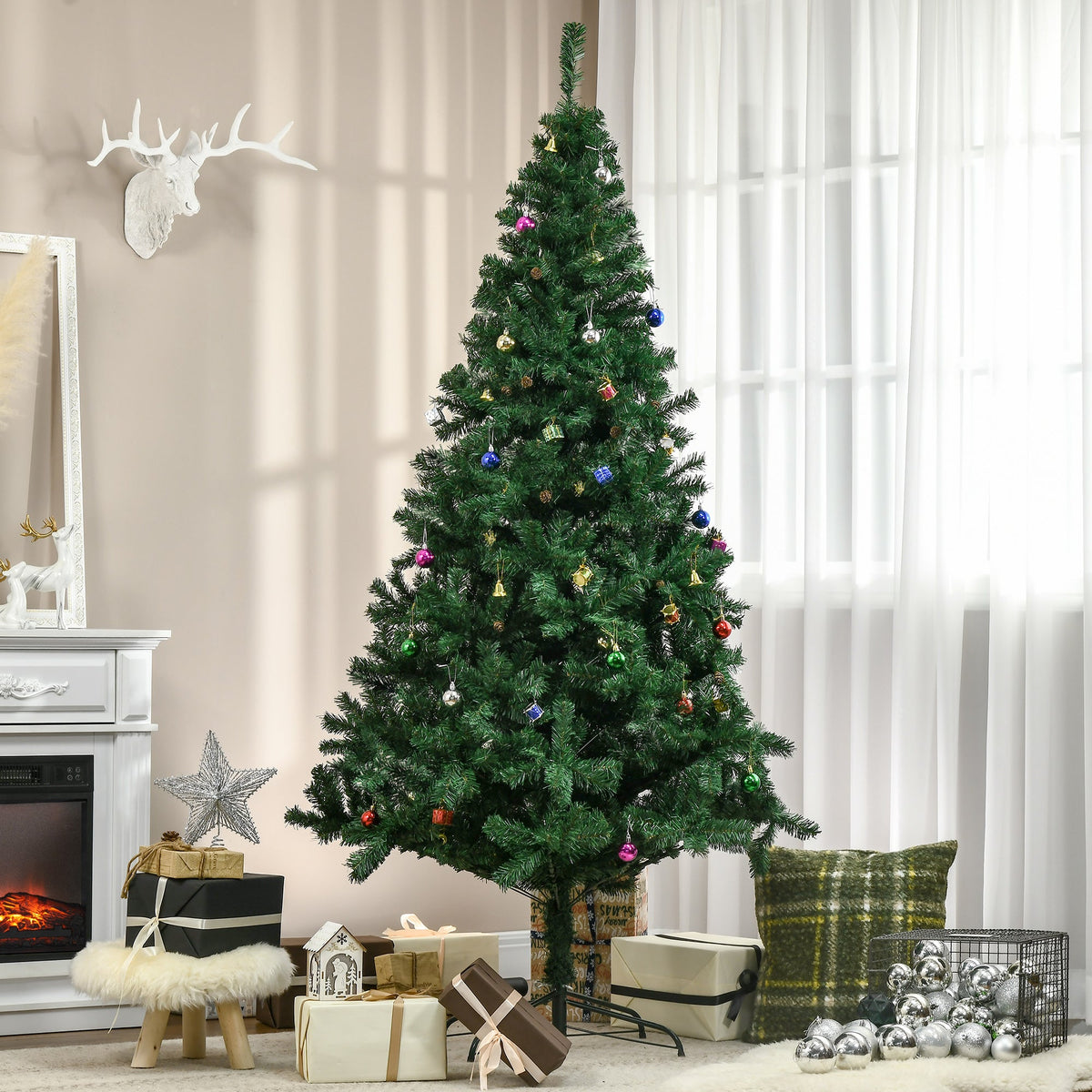 4.9ft Green Christmas Tree Artificial Xmas Holidays Party with Decoration Ornament
