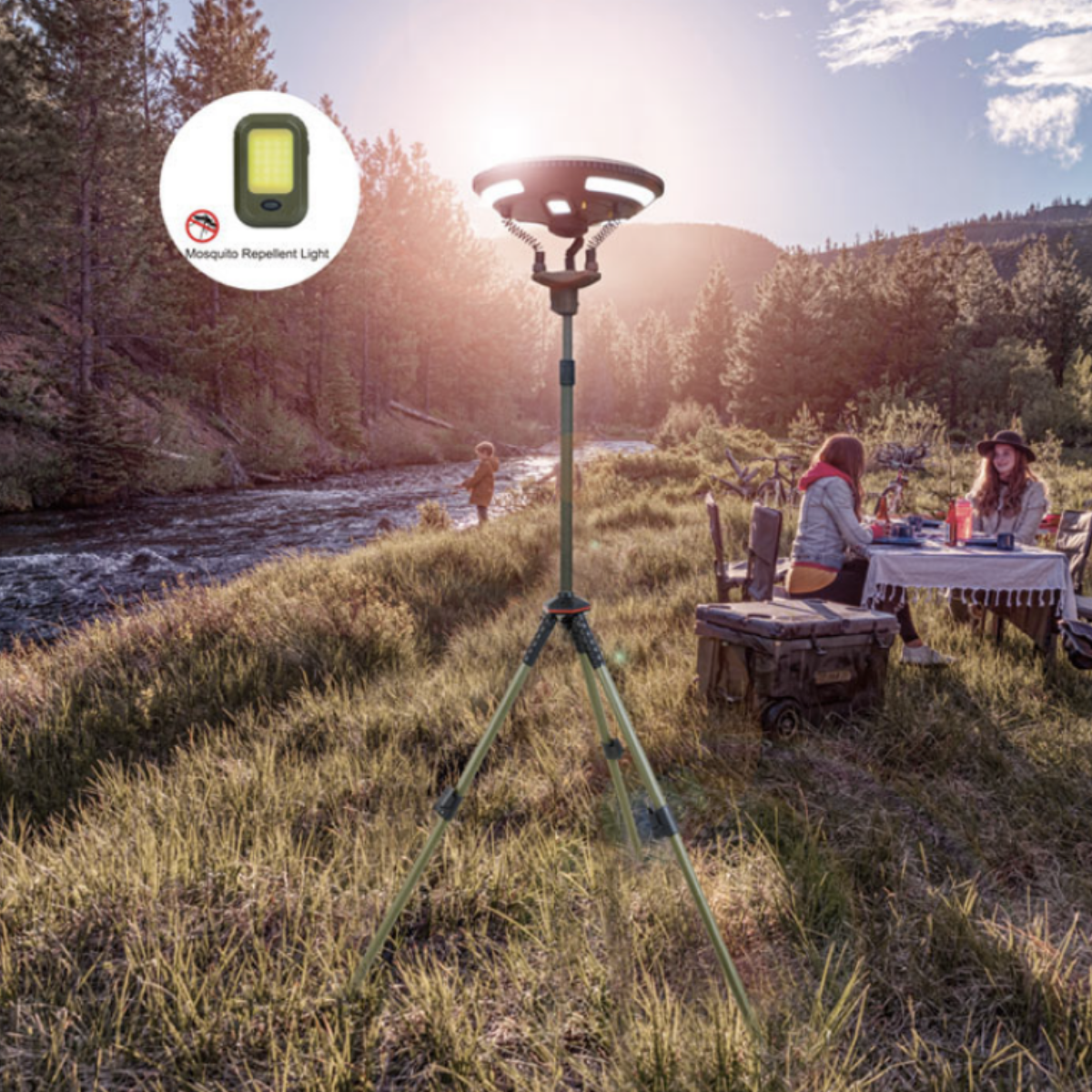 TRU De-LIGHT Singing Music Solar LED Light - Strong BT Speaker/Main Light+3 Detachable Multi Mode Lights/Tripod+Carry Bag