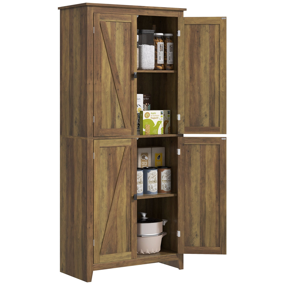 72" Freestanding Storage Cabinet, Kitchen Pantry Cabinet with Doors and Shelves for Dining Room, Natural