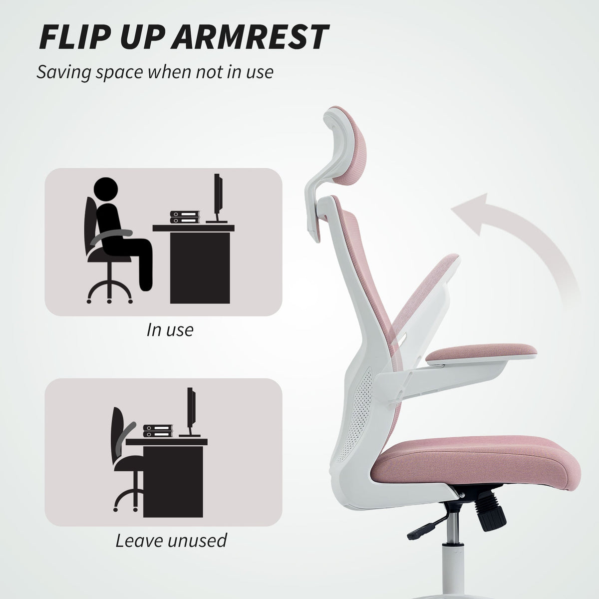 Ergonomic Office Chair, Swivel Desk Chair with Adjustable Lumbar Support, Headrest and Height, Flip-up Armrests, Beige