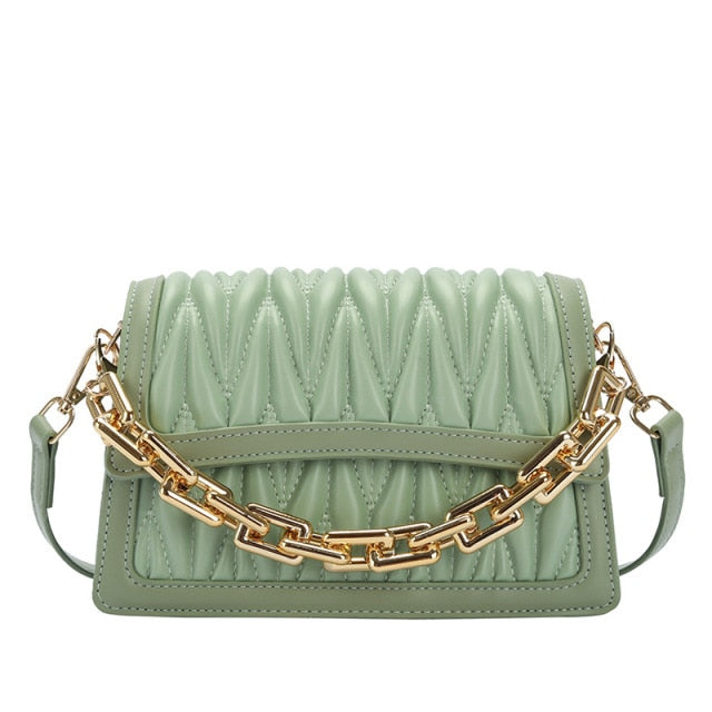 Ruched Chain Strap Handbag