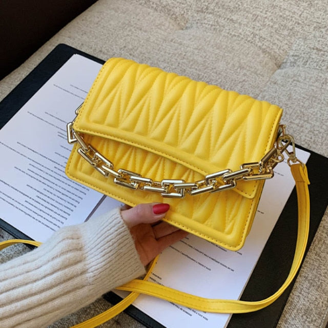 Ruched Chain Strap Handbag