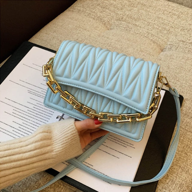 Ruched Chain Strap Handbag