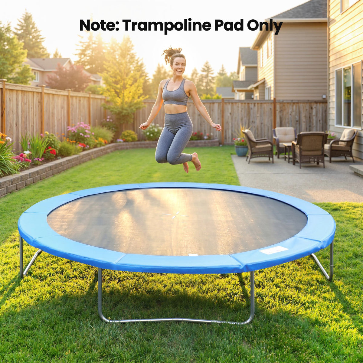 Trampoline Pad, 14FT Replacement Trampoline Safety Pad Mat Spring Cover, Water-Resistant, UV-Resistant, Tear-Resistant, No Holes for Pole, Blue
