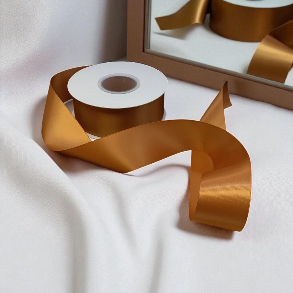 Satin Ribbon Double Face Orange #743 -3.8 cm Wide