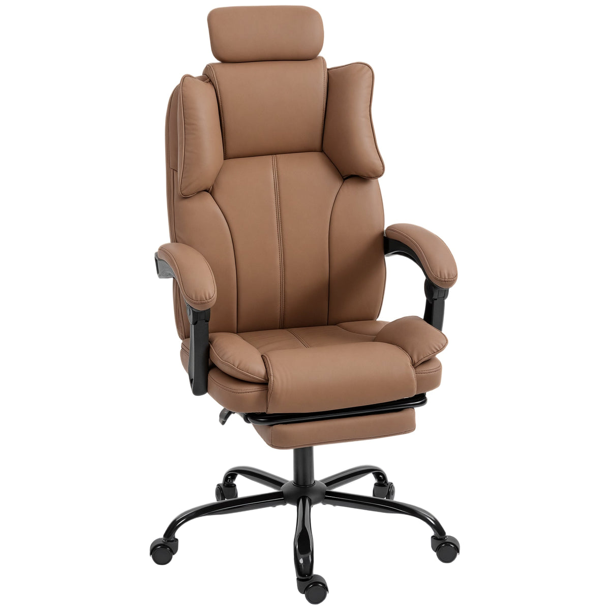 Reclining Office Chair, Executive Desk Chair with Pet-Friendly Fabric, Headrest, Footrest, Swivel Wheels, Black