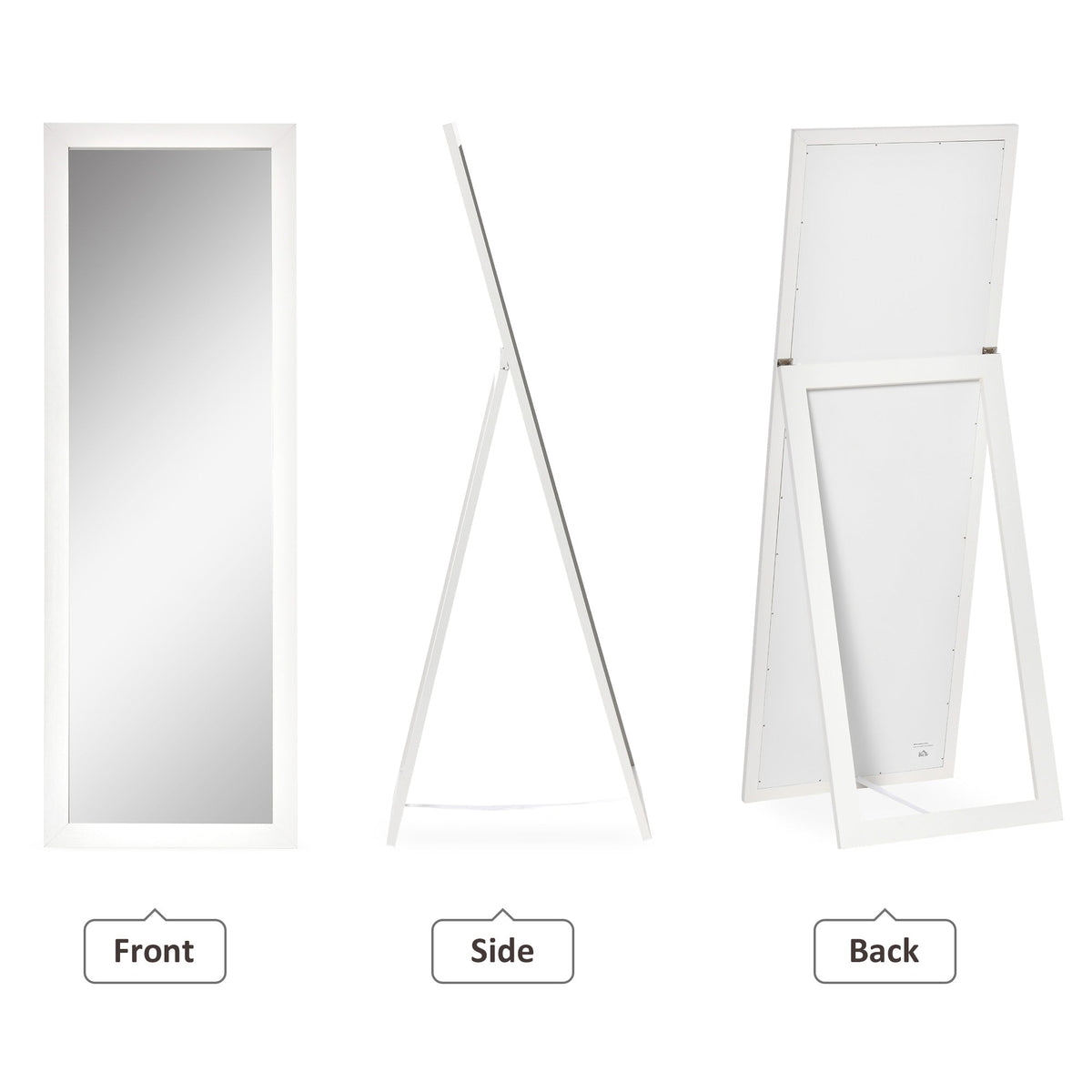 58" x 20" Full Length Mirror with Frame, Floor Standing Mirror, Rectangular Full Body Mirror for Bedroom, Living Room, Brown