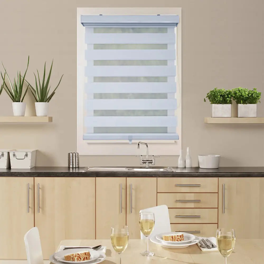ITY CDNW-1 18 Olivia Stone Cordless Polyester Zebra Day-Night Blind 18"x84" in White