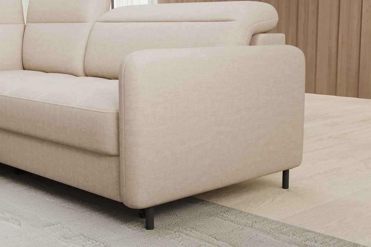 Barea 3 Seater Storage Sleeper Chaise Sofa - Beige