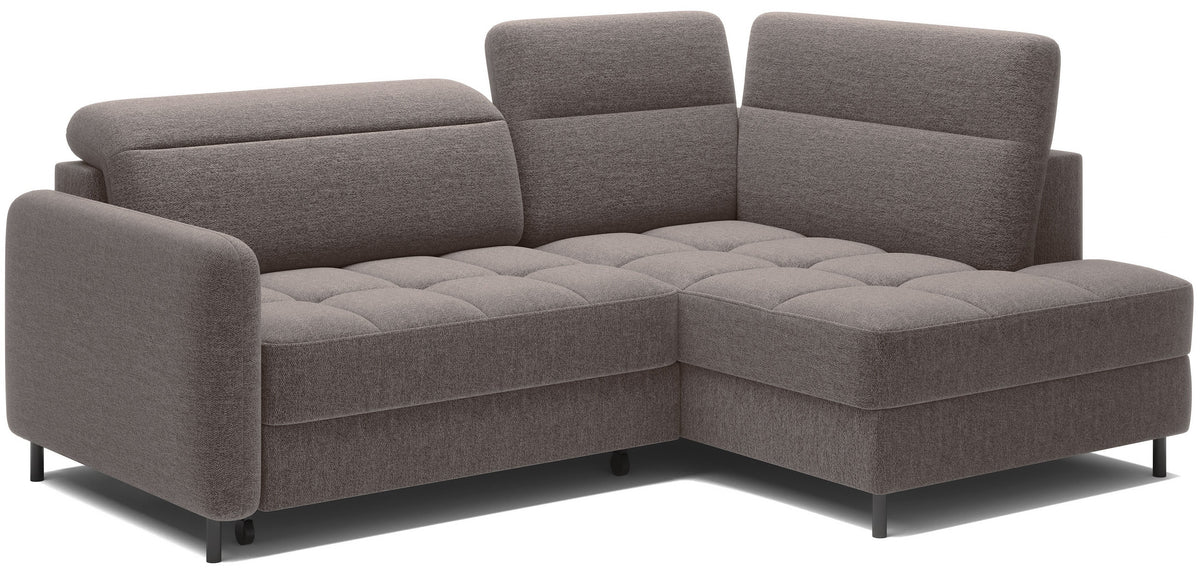 Barea 3 Seater Storage Sleeper Chaise Sofa - Fudge Brown