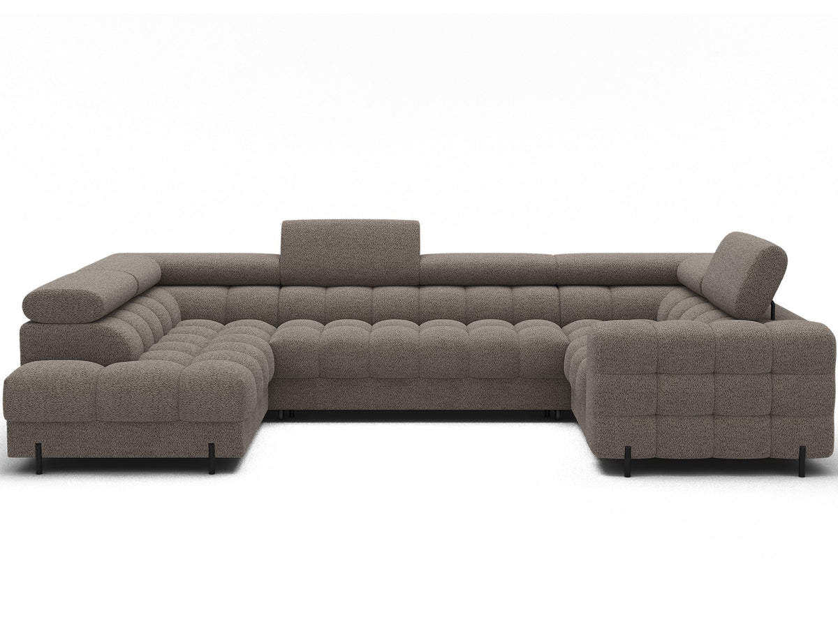Fectory Sectional Storage Sleeper Chaise Sofa - Taupe