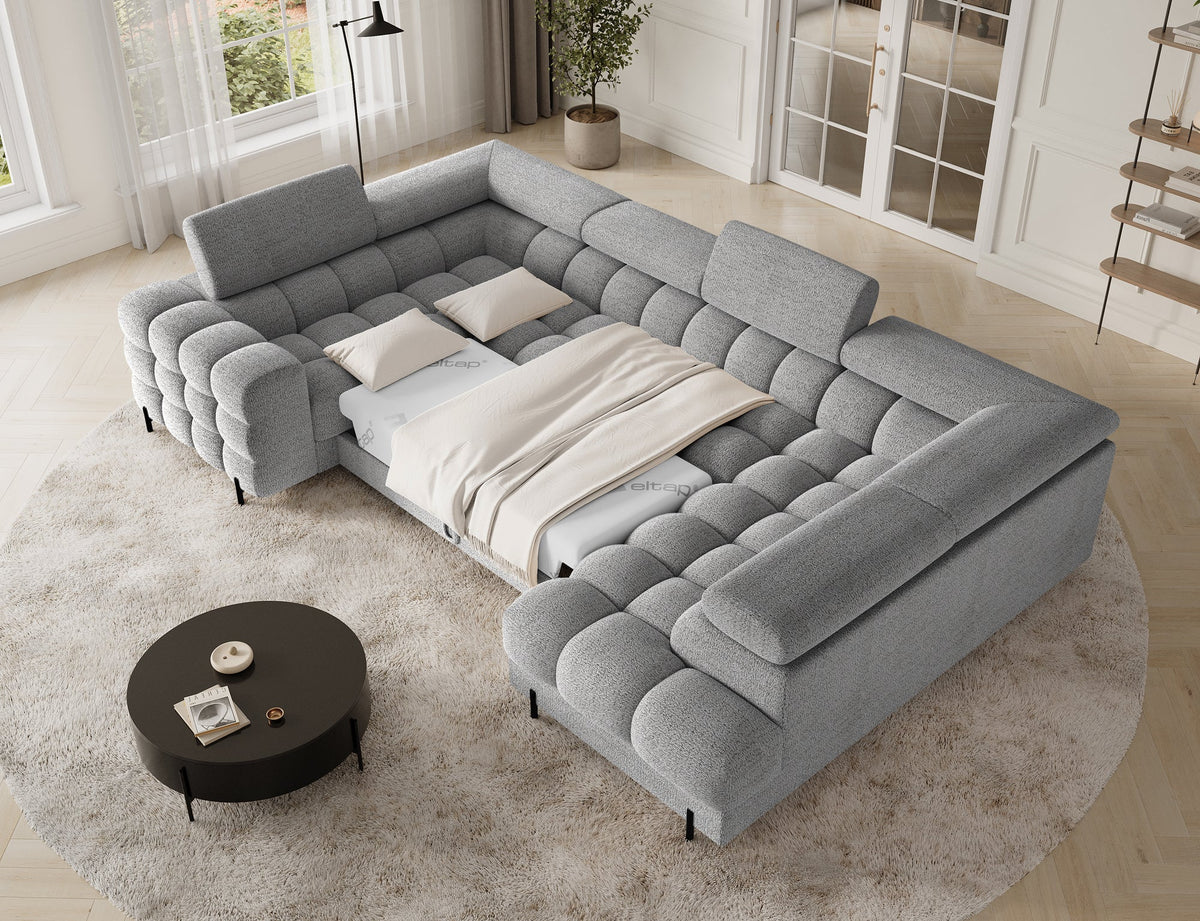 Fectory Sectional Storage Sleeper Chaise Sofa - Grey