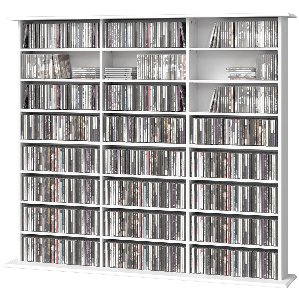 Media Storage Cabinet, 8-Tier DVD Shelf with 18 Adjustable Shelves, Holds 1032 CDs, 594 DVDs or Blu-rays, Black