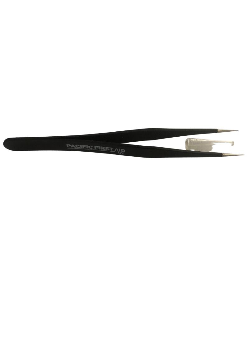 Black Splinter Forceps Fine Point 12.5cm