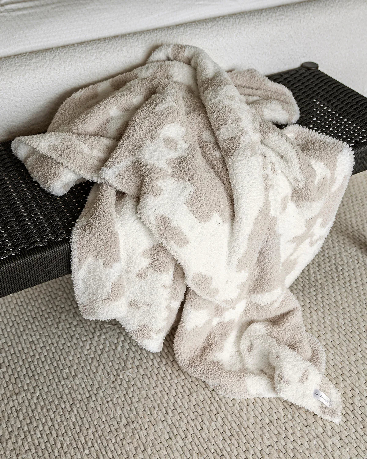 Blushing Beige & White Cow Print Extended Throw