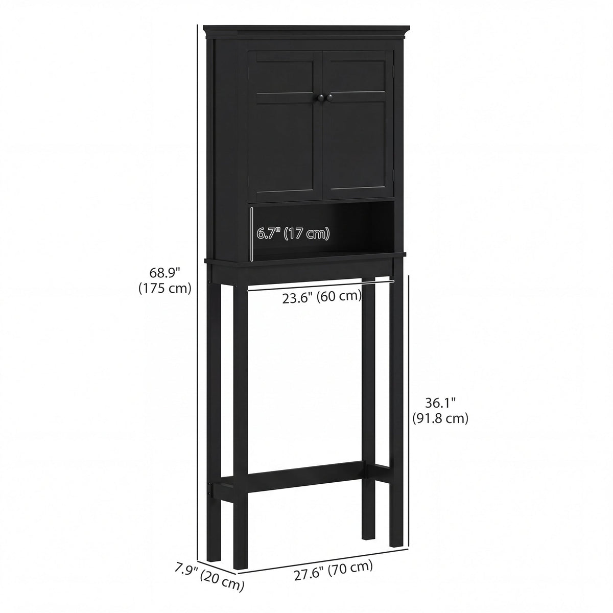 3-Tier Over Toilet Storage Unit Washing Machine Cabinet Dryer Cabinet with Adjustable Shelf for Bathroom, Laundry