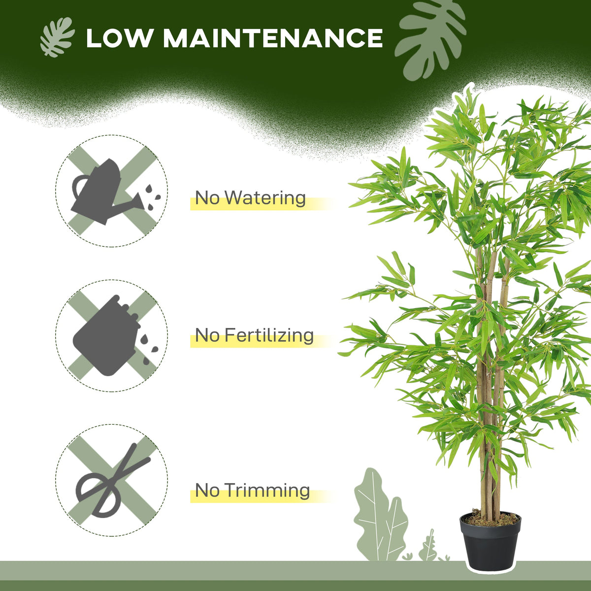 Artificial Bamboo Tree, 4ft Fake Tree with Realistic Leaf and Natural Trunk, Decorative Plant in Nursery