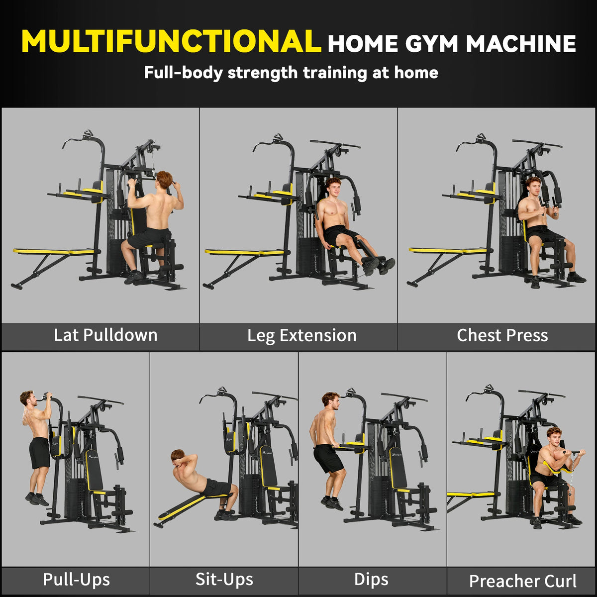 Multifunction Power Tower for Back, Chest, Arms & Leg Workouts All-in-One Home Gym with Weight Stack and Pulley System for Full Body Training
