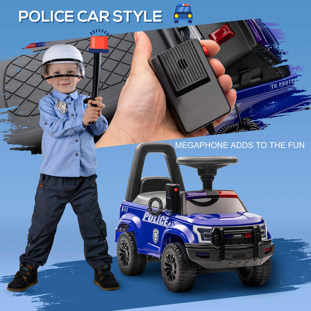 Kids Ride On Sliding Car with Hidden Under Seat Storage, Foot-to-Floor Design, Black
