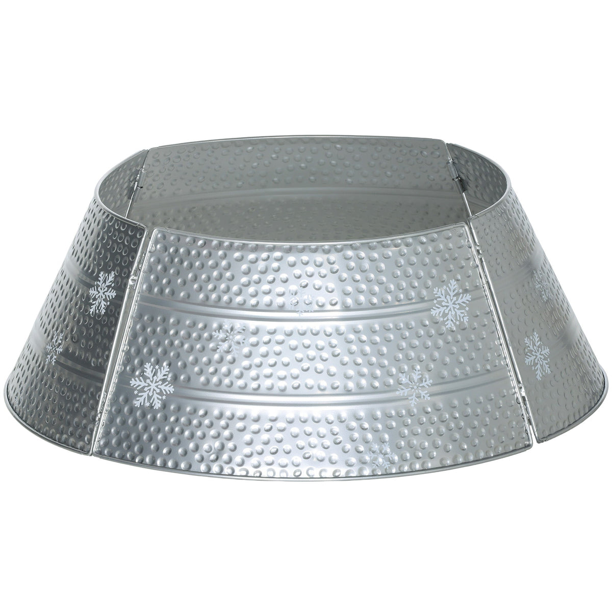 26" Christmas Tree Base Cover, Christmas Tree Collar with Hollow Snowflake Pattern for Holiday, Party, Silver