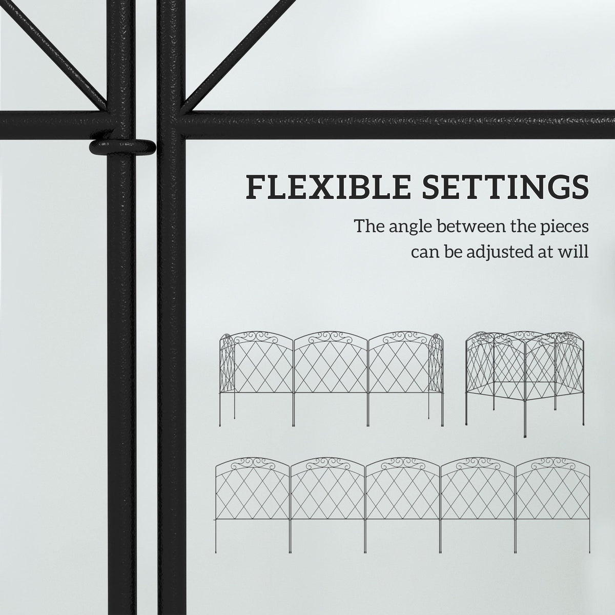5 Pack Garden Fencing for Yard, Decorative Fence Panels as Flower Edging, Swirls Black