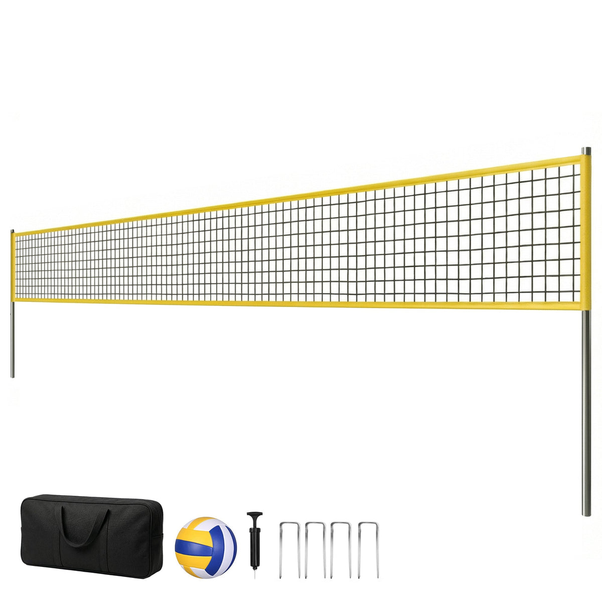 31ft Portable Volleyball Net Set with Adjustable Height Steel Poles, Volleyball, Boundary Line and Carrying Bag