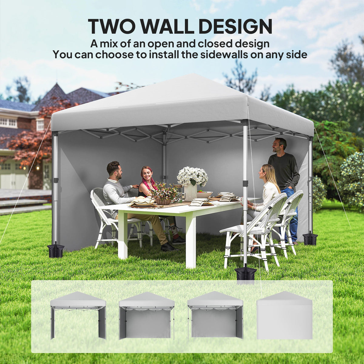 10' x 10' Pop Up Canopy with Sidewalls, Roller Bag, Height Adjustable Instant Tent for Outdoor, Garden, Patio, Black