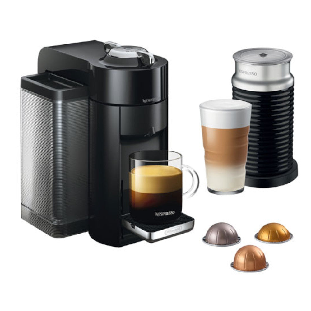 NESPRESSO ENV135BAECA Vertuo Coffee & Espresso Machine with Aeroccino Milk Frother - Piano Black - Factory serviced with Home Essentials Warranty