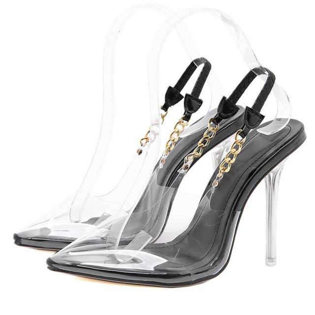 Transparent Chain Stiletto Sandals