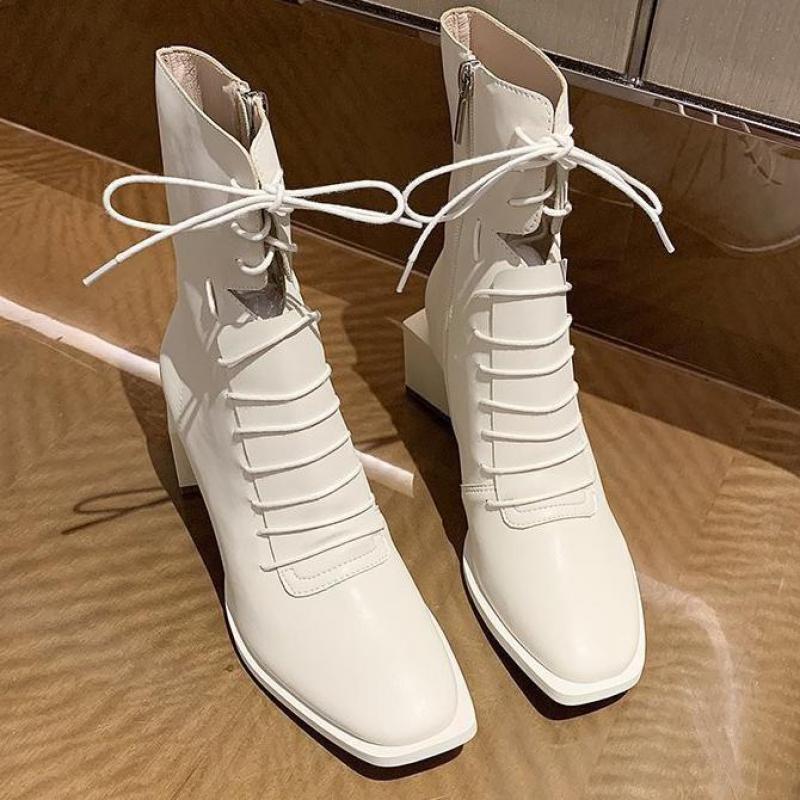 Block Heel Double Lace Boots