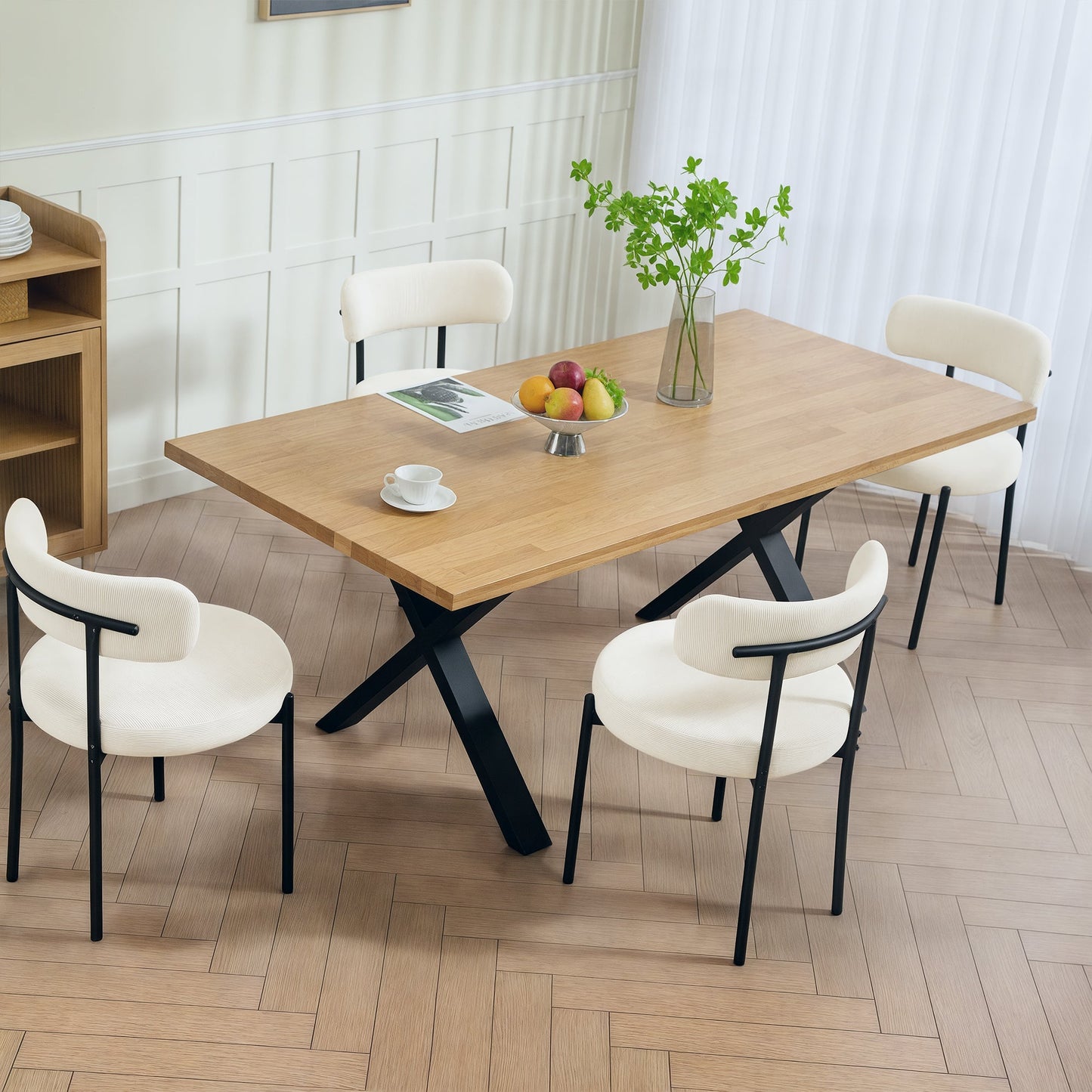 Avery 4 Pieces Modern Dining Chairs with Corduroy Upholstery-Beige
