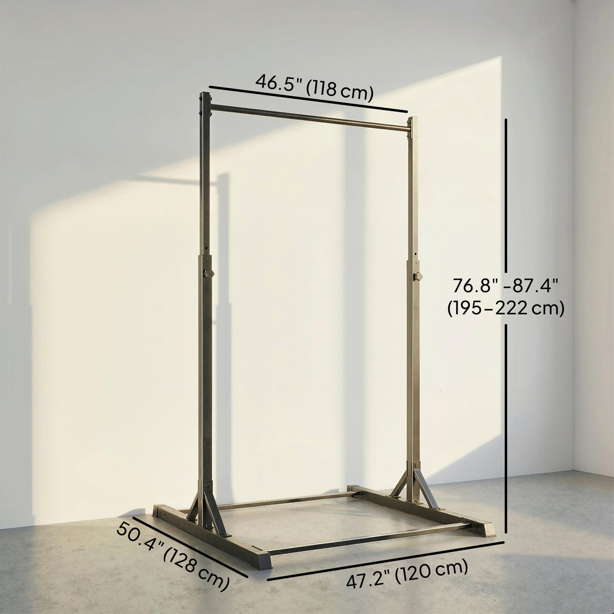 Portable Pull Up Station, Height Adjustable Pull Up Bar with 8 Levels for Home Gym Strength Training, 440LBS Capacity