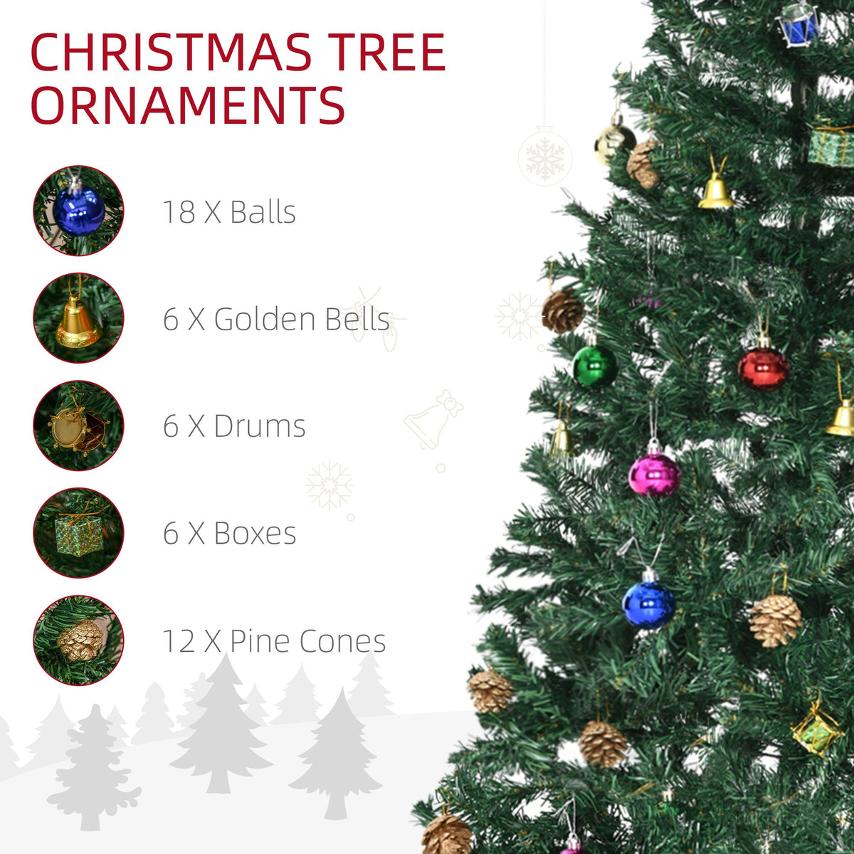4.9ft Green Christmas Tree Artificial Xmas Holidays Party with Decoration Ornament