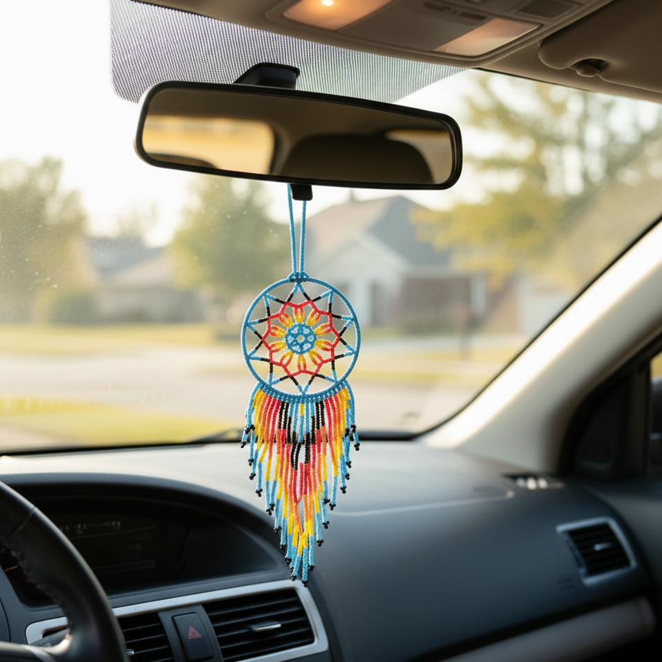 Sky blue yellow ,Celestial Beaded Handmade Dreamcatcher