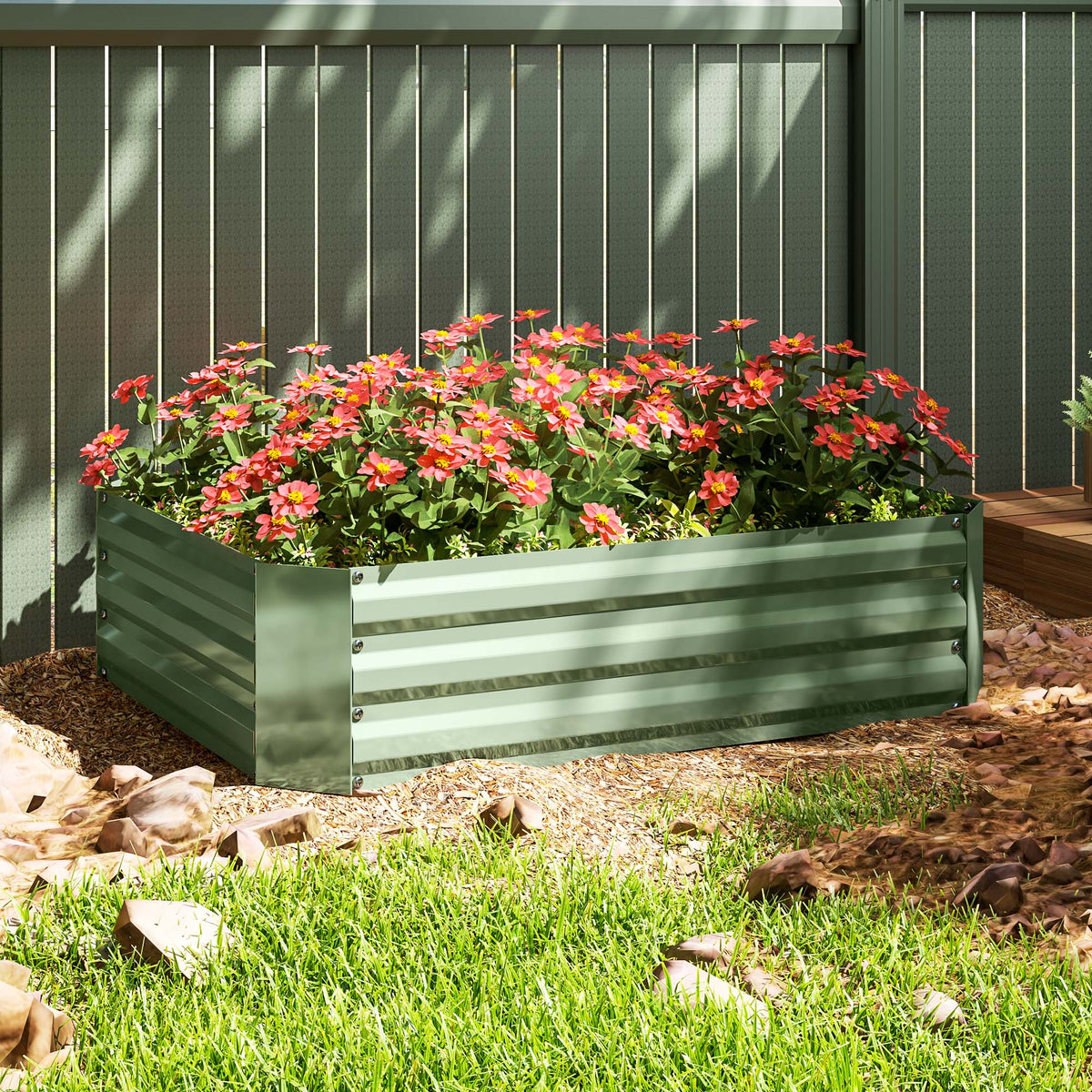 Galvanized Raised Garden Bed, 4' x 3' x 1' Outdoor Metal Planter Box, Raised Bed for Growing Flowers and Herbs