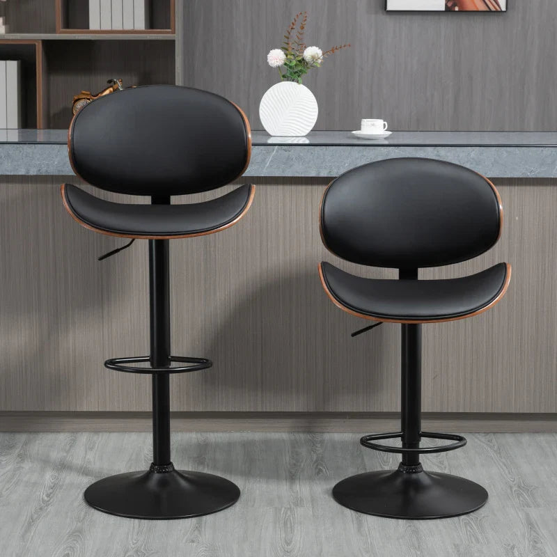 Alpine Modern Adjustable Counter/Bar Stools with Swivel Seat-Set of 2-Black