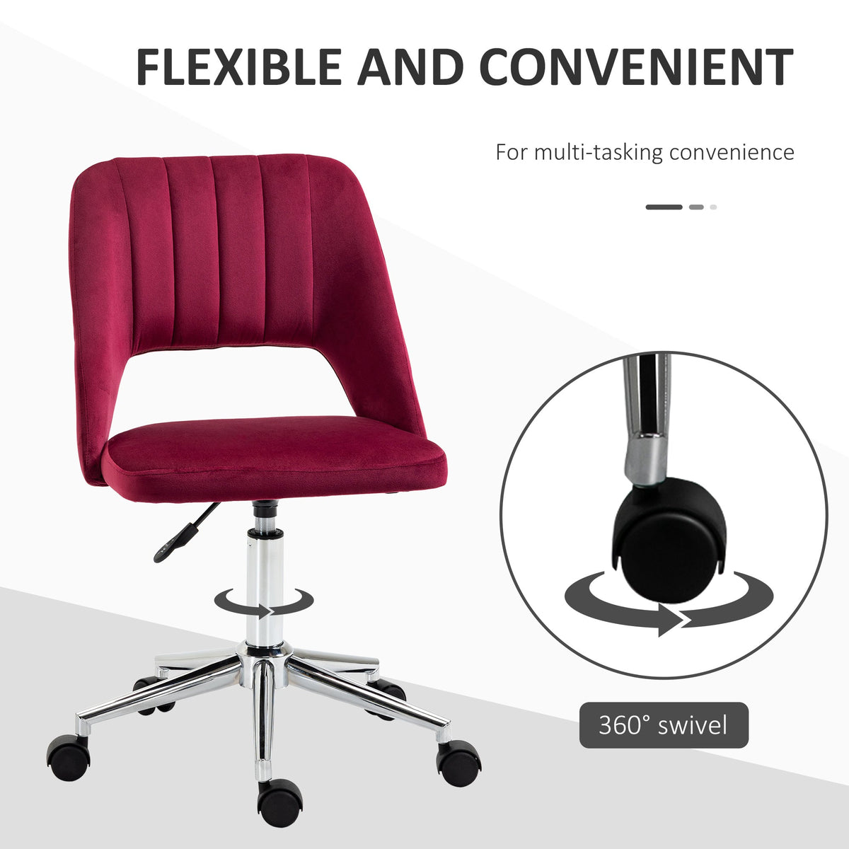 Mid Back Office Chair Velvet Fabric Swivel Scallop Shape Computer Desk Chair, Green