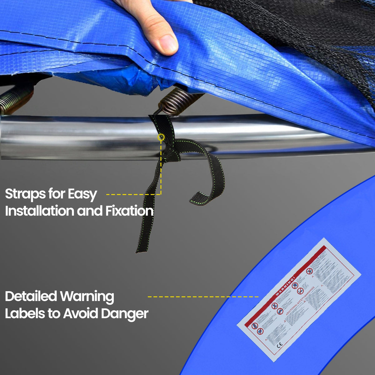 Trampoline Pad, 14FT Replacement Trampoline Safety Pad Mat Spring Cover, Water-Resistant, UV-Resistant, Tear-Resistant, No Holes for Pole, Blue
