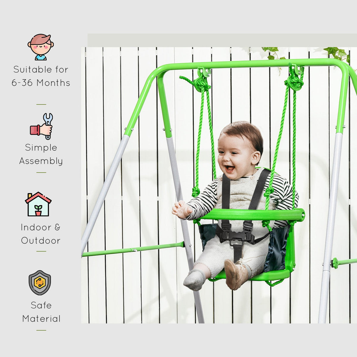 Swing for Infants/Toddlers with Safety Harness for 6-36 Months
