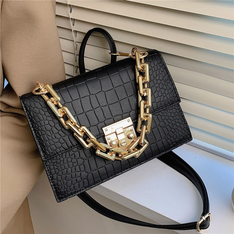 Chain Strap Leather Handbag
