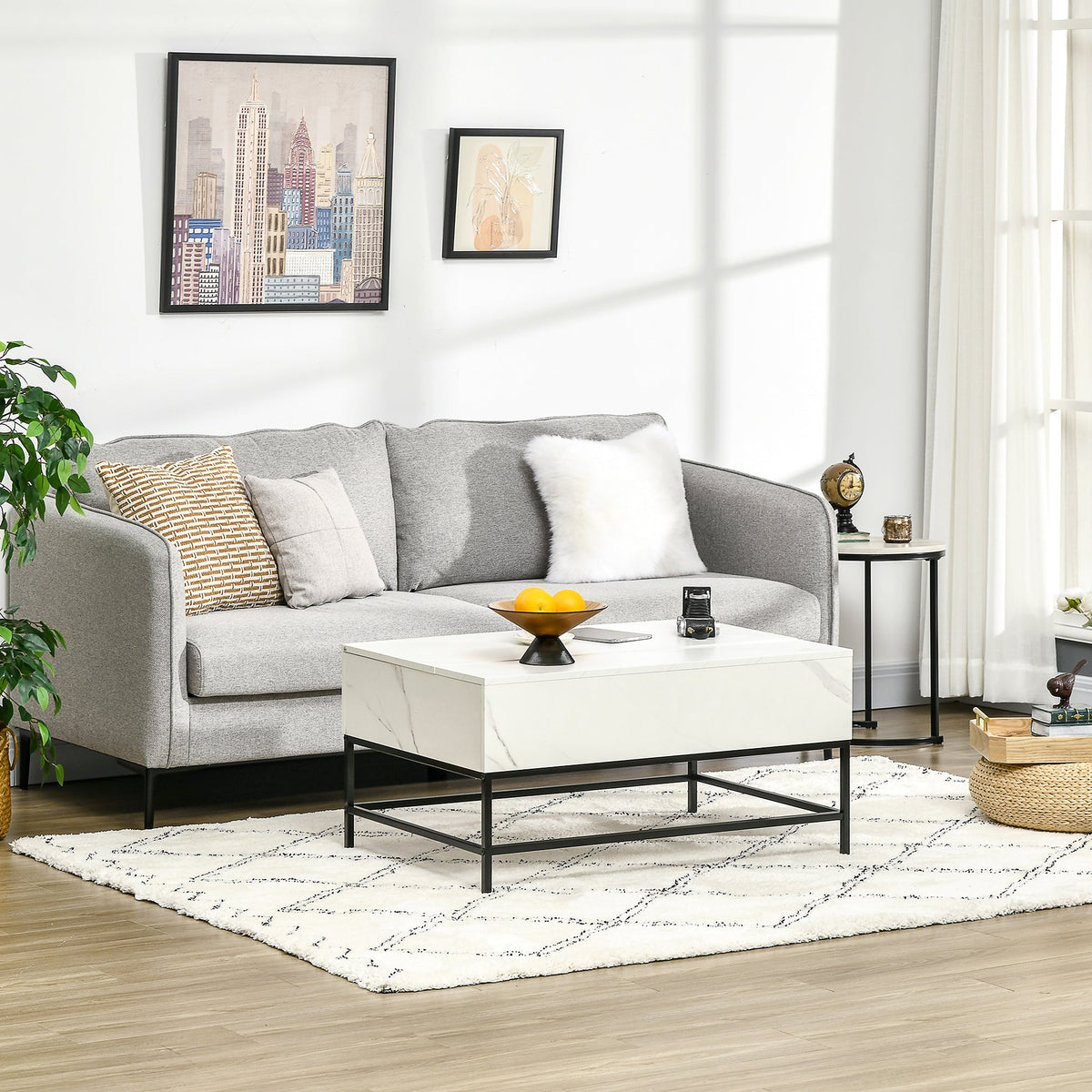 Lift Top Coffee Table with Hidden Storage Compartment Lift Tabletop Center Table for Living Room, Rustic Brown