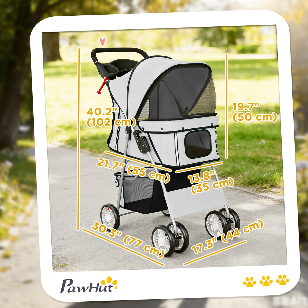 Pet Stroller with Reflective Strips, Foldable Cat Stroller with 360° Swivel Wheels for Small Dogs and Cats, Blue